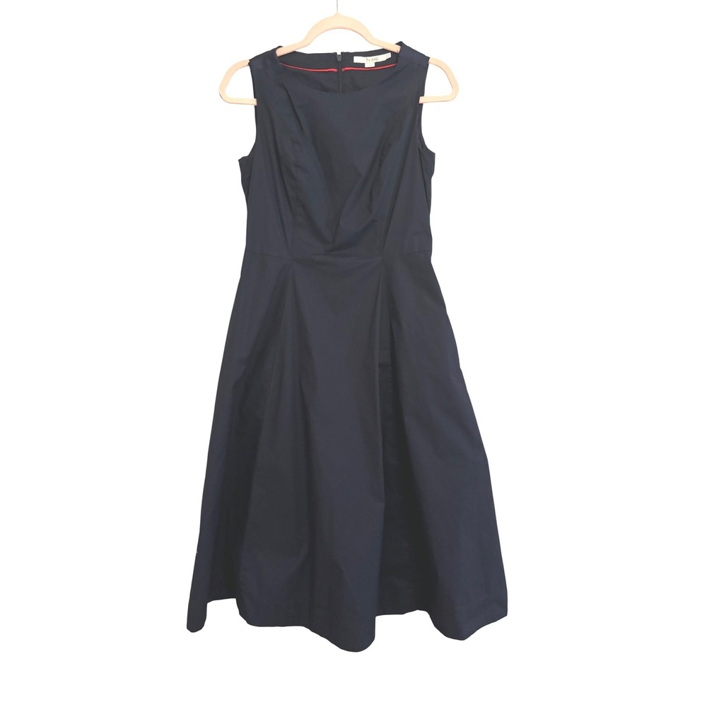 Boden Navy Blue Cotton Blend Sleeveless Fit and Flare Midi Dress WW264 US 8R